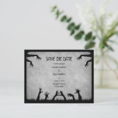 Halloween Zombie Gray Horror Movie Wedding Save The Date (Standing Front)