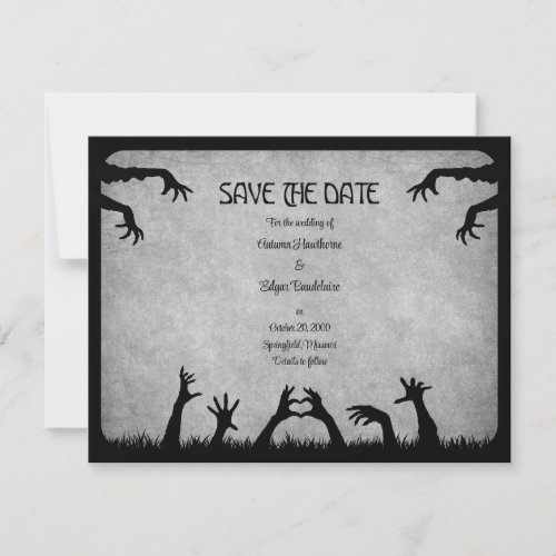 Halloween Zombie Gray Horror Movie Wedding Save The Date