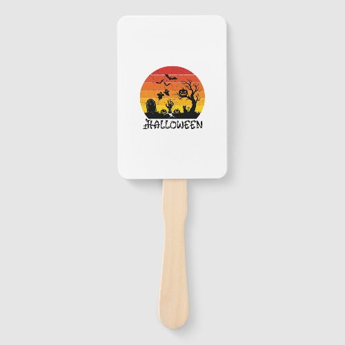 Halloween Zombie Hand Tombstone Tree Black Cat Bat Fan
