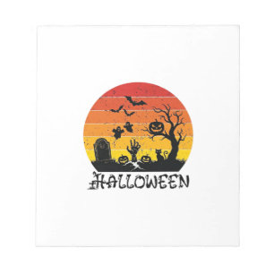 Halloween Zombie Hand Tombstone Tree Black Cat Bat Notepad