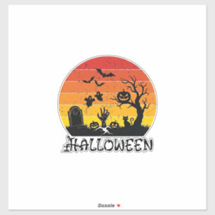 Halloween Zombie Hand Tombstone Tree Black Cat Bat Sticker