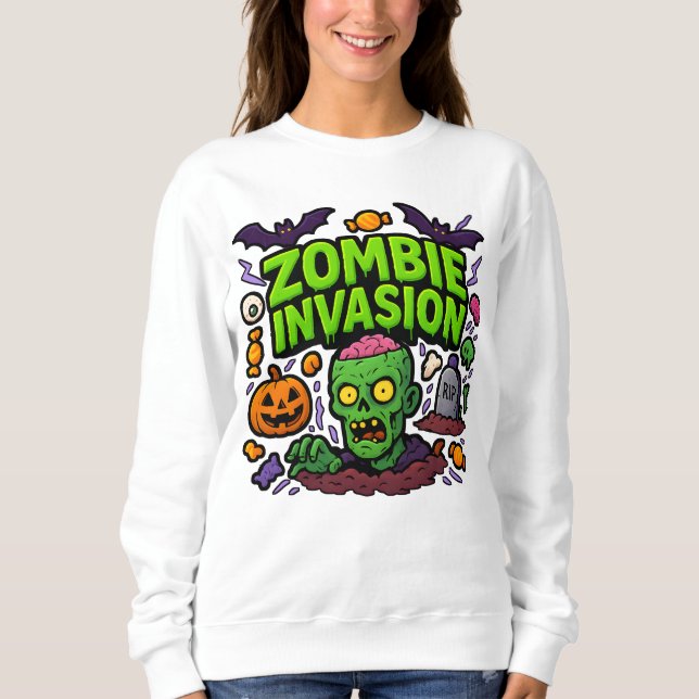 Halloween Zombie Invasion Clothes Cute Unisex Sweatshirt (Front)