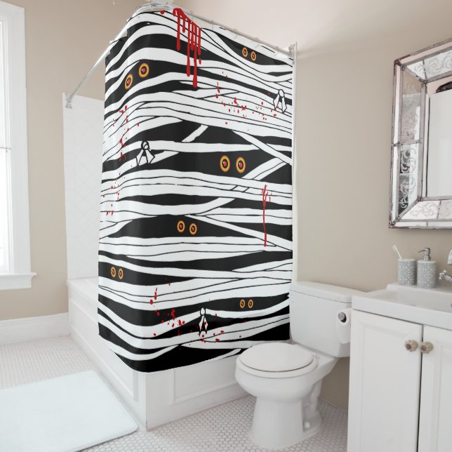 Halloween Zombie Mummy Bandages Creepy Eyes Shower Curtain (In Situ)