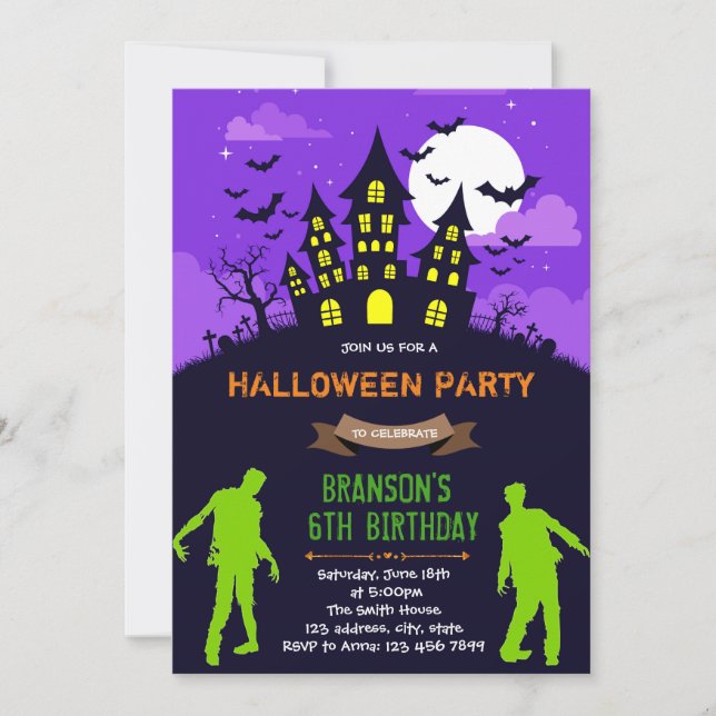 Halloween zombie party invitation (Front)