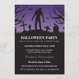 Halloween Zombie Party Spooky Graveyard Invitation