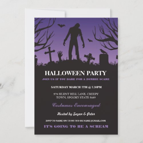 Halloween Zombie Party Spooky Graveyard Invitation