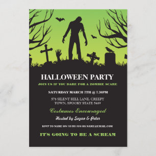 Halloween Zombie Party Spooky Graveyard Invitation