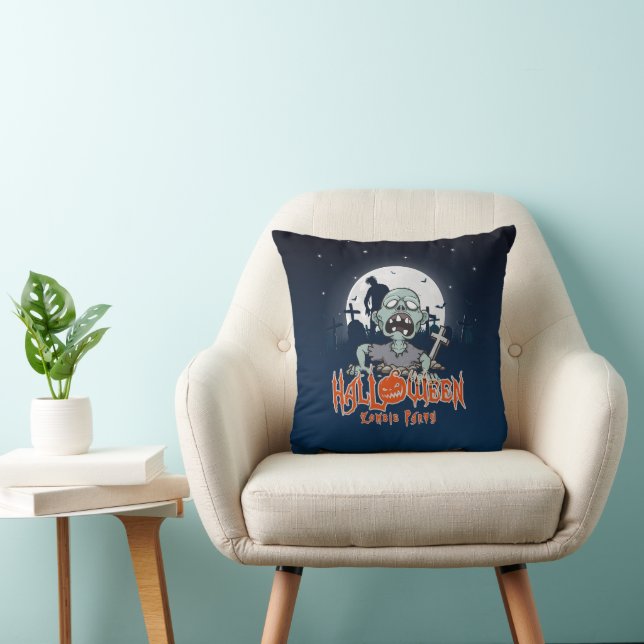 Halloween Zombie Party | Throw Pillow (Chair)