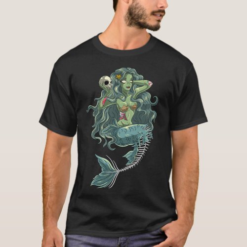 Halloween Zombie Pin Up Mermaid T_Shirt