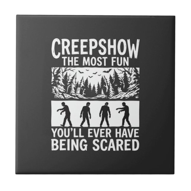 Halloween Zombie Scared Horror Vector Design_1 Ceramic Tile (Front)