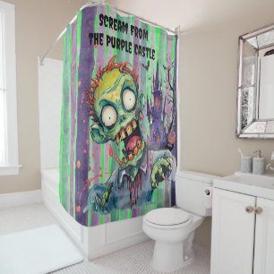 Halloween, Zombie,Scream From The Purple Castle Shower Curtain