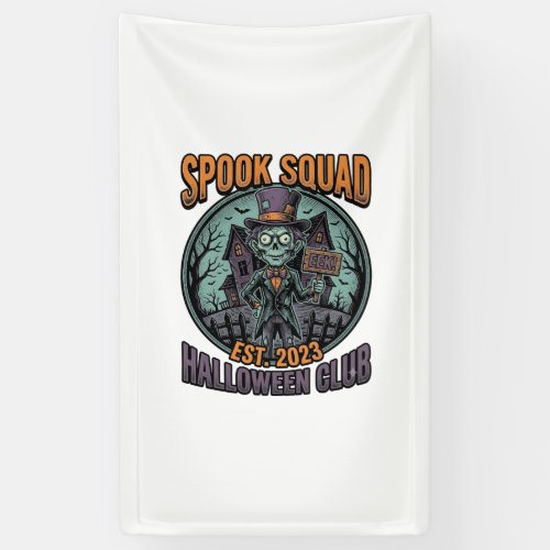 Halloween Zombie Shirt Funny Spook Squad Engraved  Banner