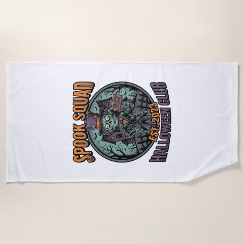 Halloween Zombie Shirt Funny Spook Squad Engraved Beach Towel