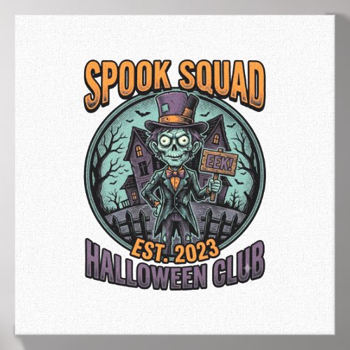 Halloween Zombie Shirt Funny Spook Squad Engraved  Canvas Photo Tile