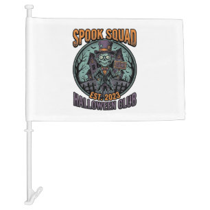 Halloween Zombie Shirt Funny Spook Squad Engraved Car Flag