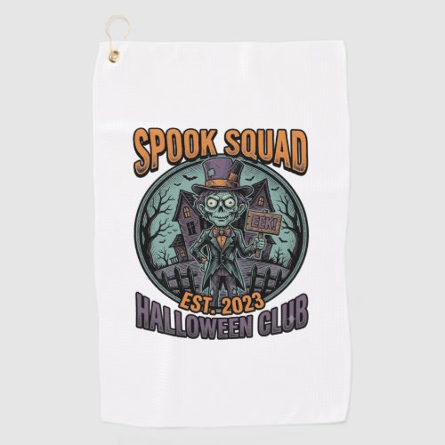 Halloween Zombie Shirt Funny Spook Squad Engraved Golf Towel