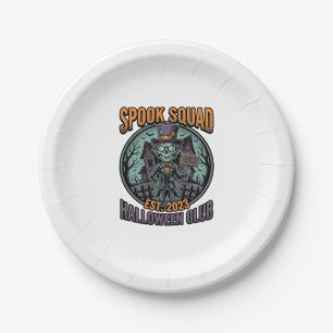Halloween Zombie Shirt Funny Spook Squad Engraved Paper Plates