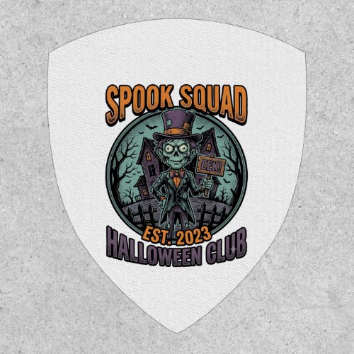 Halloween Zombie Shirt Funny Spook Squad Engraved Patch