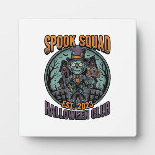 Halloween Zombie Shirt Funny Spook Squad Engraved Plaque