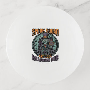 Halloween Zombie Shirt Funny Spook Squad Engraved Trinket Tray