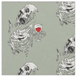 halloween zombie skeleton drinking wine skull fabric
