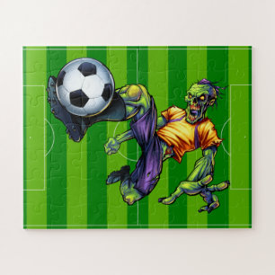 Halloween Zombie Soccer Forward Player Sports Jigsaw Puzzle