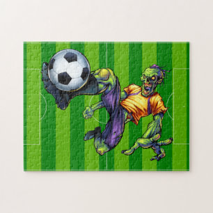 Halloween Zombie Soccer Forward Player Sports Jigsaw Puzzle