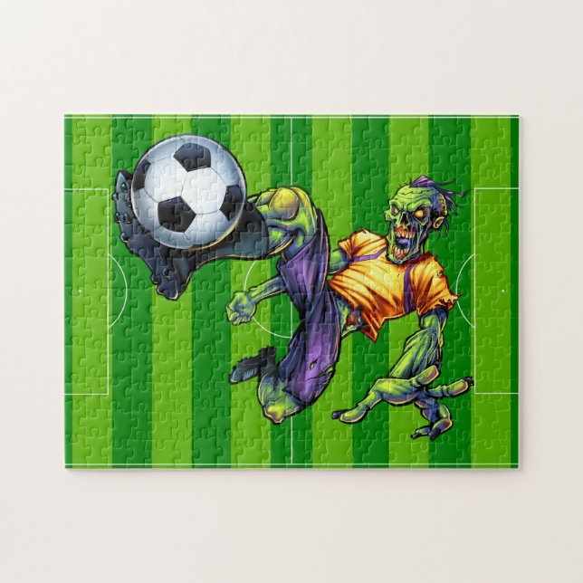 Halloween Zombie Soccer Forward Player Sports Jigsaw Puzzle (Horizontal)