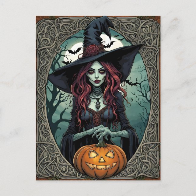 Halloween Zombie Witch Postcard (Front)