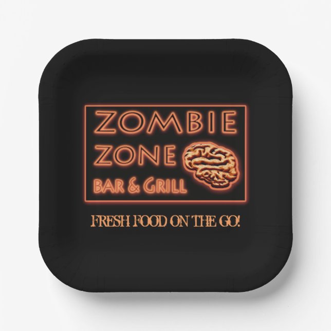 Halloween Zombie Zone Fresh Food On The Go Paper Plates (Front)