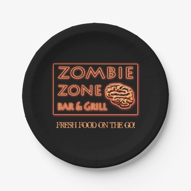 Halloween Zombie Zone Fresh Food On The Go Paper Plates (Front)