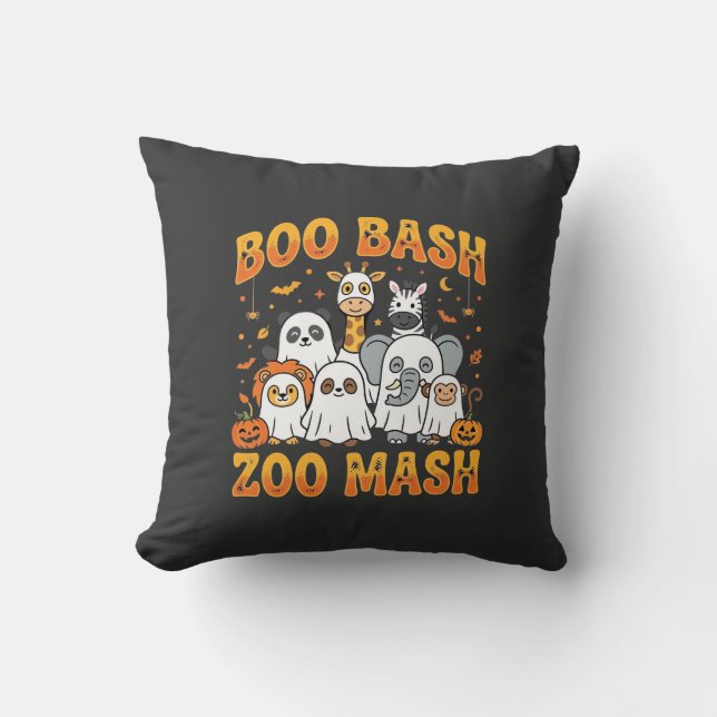 Halloween Zoo Animals Boo Bash Zoo Mash_1 Throw Pillow (Front)