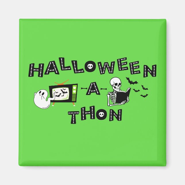 Halloweenathon Logo with Skele Sticker Magnet (Front)