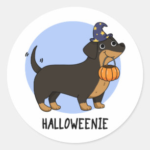 Halloweenie Funny Sausage Dog Pun Classic Round Sticker