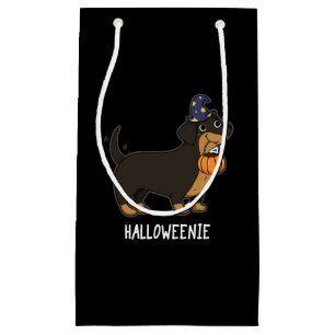Halloweenie Funny Sausage Dog Pun Dark BG Small Gift Bag