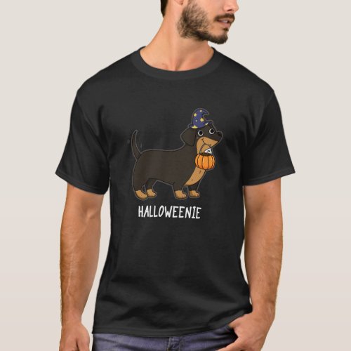 Halloweenie Funny Sausage Dog Pun Dark BG T_Shirt