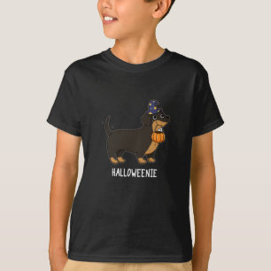 Halloweenie Funny Sausage Dog Pun Dark BG T-Shirt