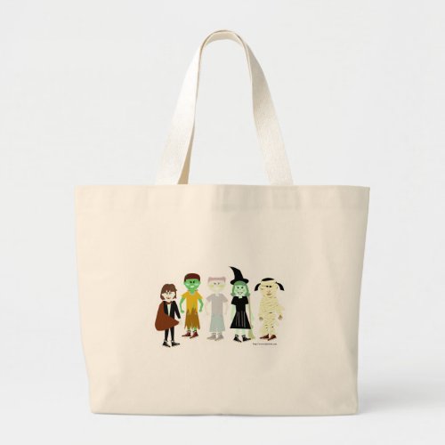 Halloweenies Junior Characters At  Halloween Large Tote Bag