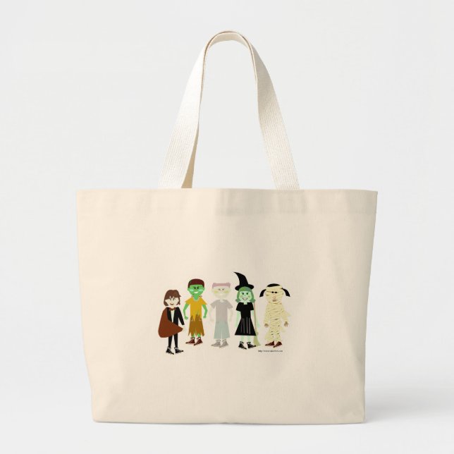 Halloweenies Junior Characters At  Halloween Large Tote Bag (Front)