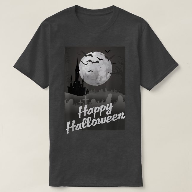 HalloweenMoon & Castle in the Night  T-Shirt (Design Front)