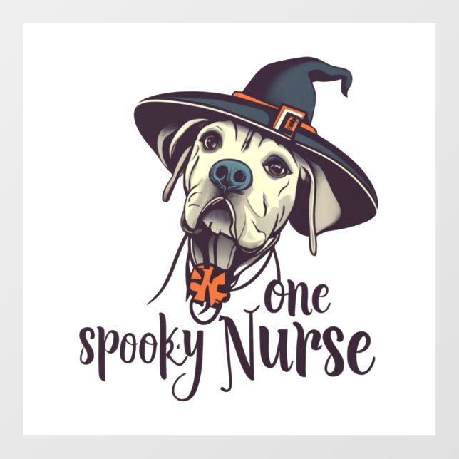Halloween's Canine Hero One Spooky Nurse Dog   Wall Decal (Front)