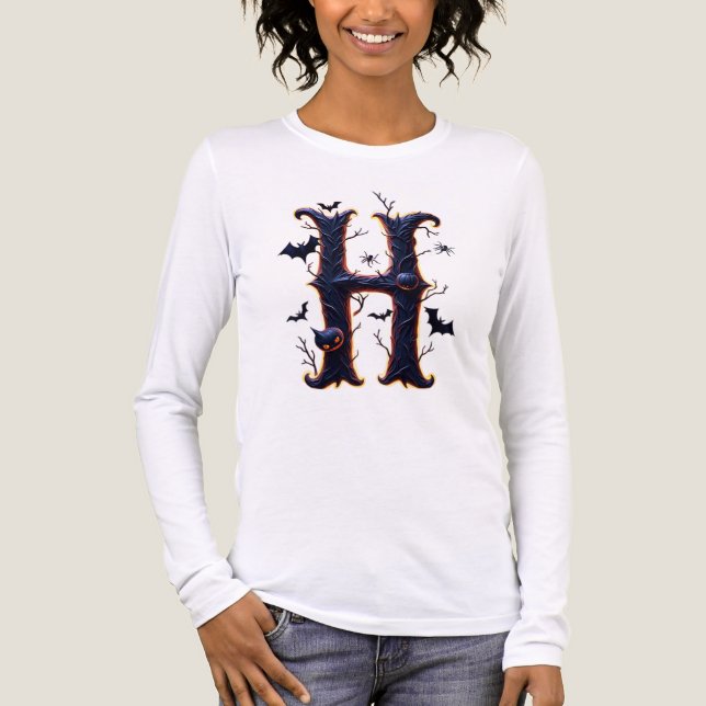 Halloween's Initial: The Spooky Letter H Tri-Blend Shirt (Front)