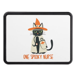 Halloween's Purrfect Blend - One Spooky Nurse Cat Hitch Cover
