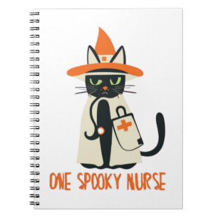 Halloween's Purrfect Blend - One Spooky Nurse Cat Notebook