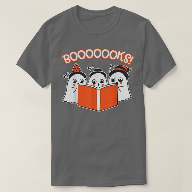 HalloweenT Kids Boys Toddler Cute Ghost Reading Bo T-Shirt (Design Front)