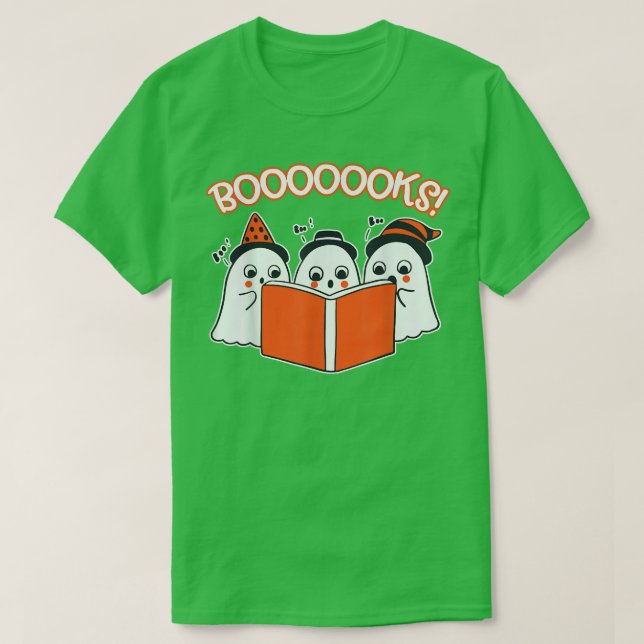 HalloweenT Kids Toddler Ghost Reading Book Bookwor T-Shirt (Design Front)