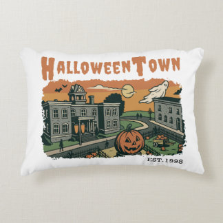 Halloweentown Spooky Sunset Scene – Vintage Hallow Accent Pillow