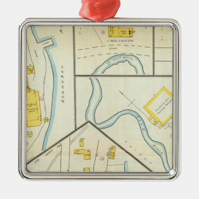 Hallowell, Kennebec County, and Maine 3 Metal Ornament (Front)