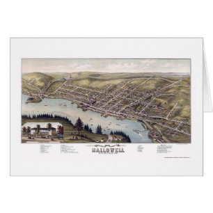 Hallowell, ME Panoramic Map - 1878 Cards
