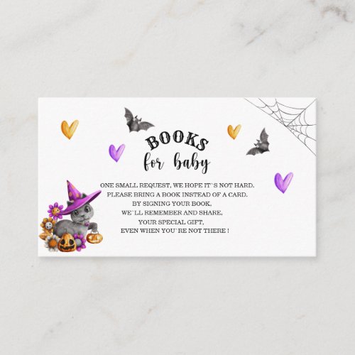 Hallowen baby shower books for baby enclosure card